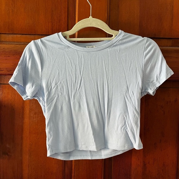 Garage Ribbed Crop Tee size M/ L | Blue Fitted T-Shirt crop top y2k shirt top - Picture 1 of 6